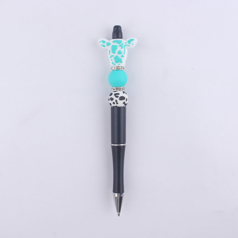 Wholesale Cartoon Cow Head Cow Pattern Silicone Bead Pen
